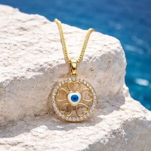 Evil eye heart necklace